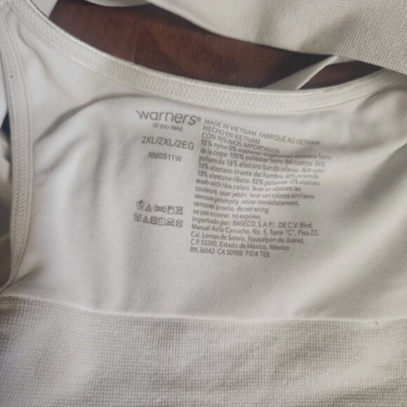 Warners Women Bra 2XL White All You Need T Shirt Wireless Strap - Picture 3 of 3